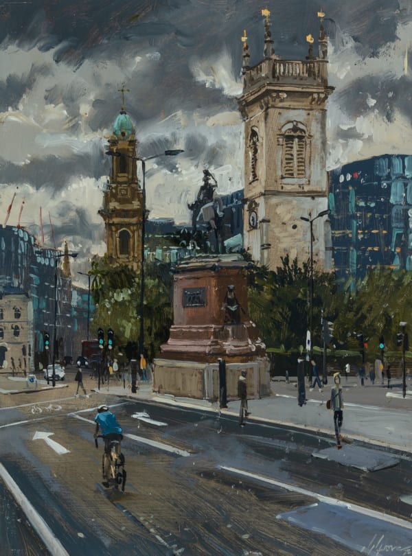 Nick Grove RSMA Towards Holborn Circus Oil on board 16 x 12 "