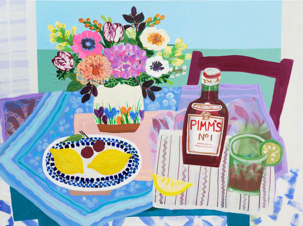 Emma Williams Mixed Flowers and Pimms! Acrylic on canvas 18 x 24 "