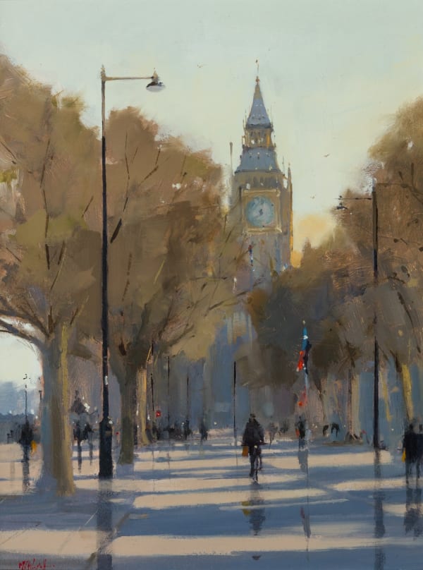 Michael Ashcroft ROI Early Morning on the Embankment Oil on panel 12 x 9 "