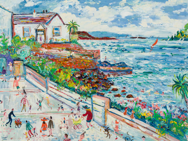 Simeon Stafford The View From Marazion to the Mount Oil on board 30 x 40 "
