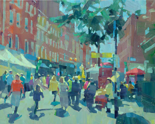 Hashim Akib Marylebone Crowds Acrylic on canvas 24 x 30 "