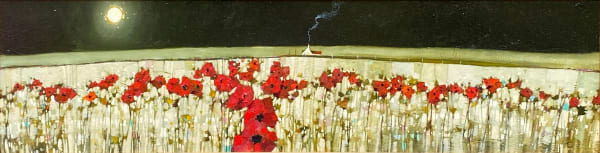 Gordon Wilson Wild Poppy, Somnolence, Skye Oil on panel 11.5 x 47.5"