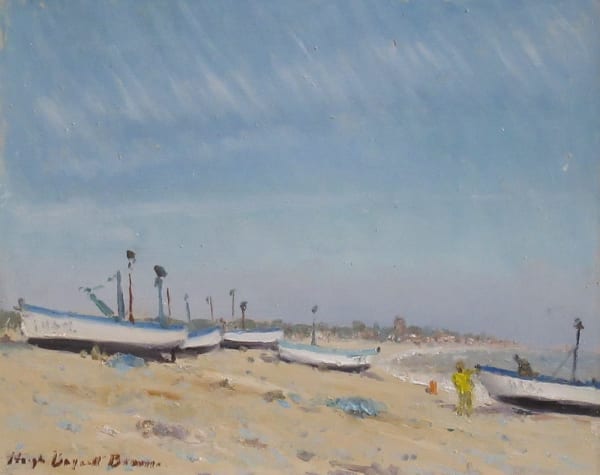 Hugh Boycott Brown RSMA Aldeburgh Beach Towards Thorpeness Oil on board 7.5 x 10 "