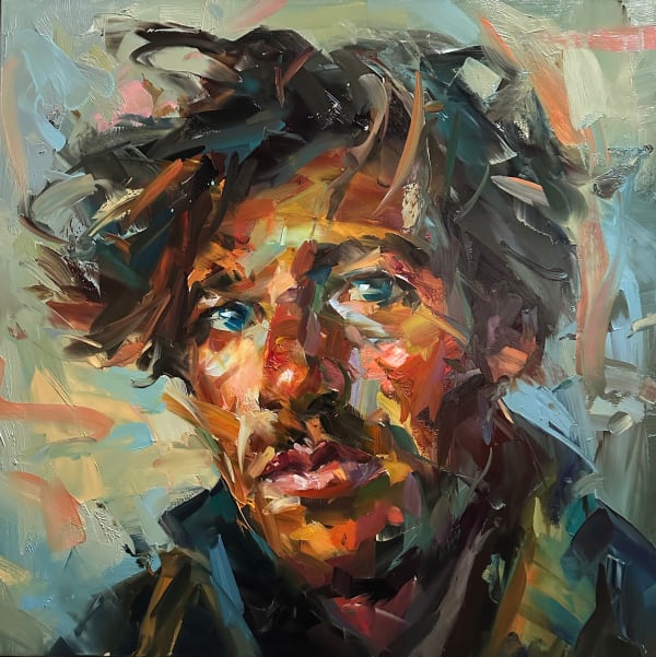 Paul Wright The Late Shift Oil on linen 35 x 35 "