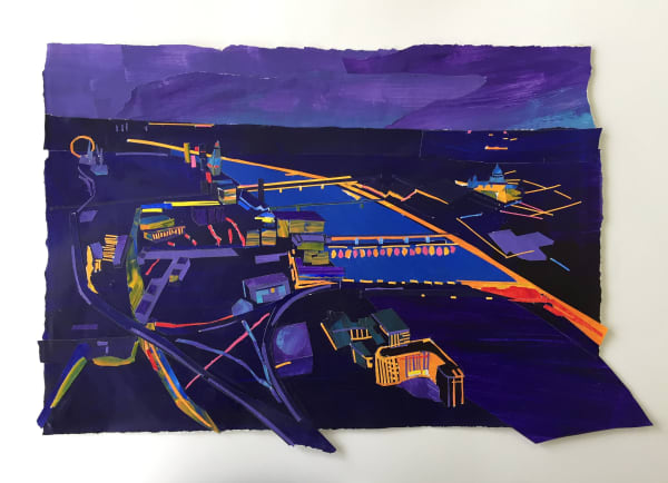 Raina Goran Thames View at Night Mixed media 20" x 27"