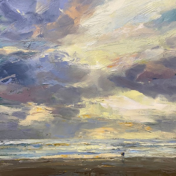 Harry Brioche Evening Fanfare oil on board 12 x 12 "