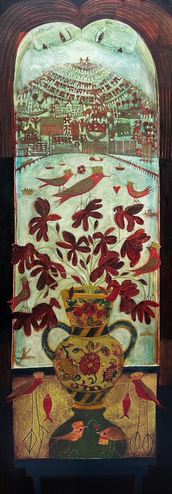 Morag Muir PAI RSW Looking East Acrylic on board 47 x 16 "