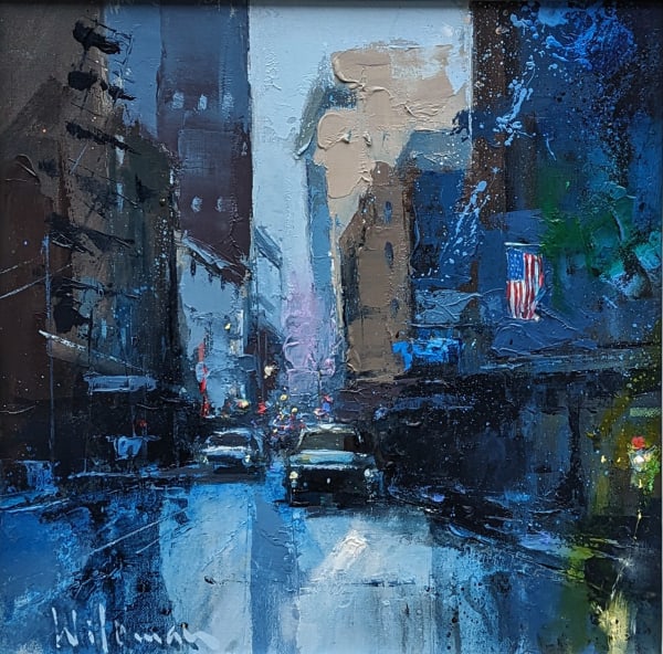 Peter Wileman FROI RSMA FRSA January in New York Oil on canvas 12 x 12 "