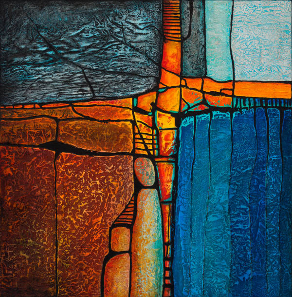 Stephanie Sandercock Affinity Mixed media on wood 19.5 x 19.5 "