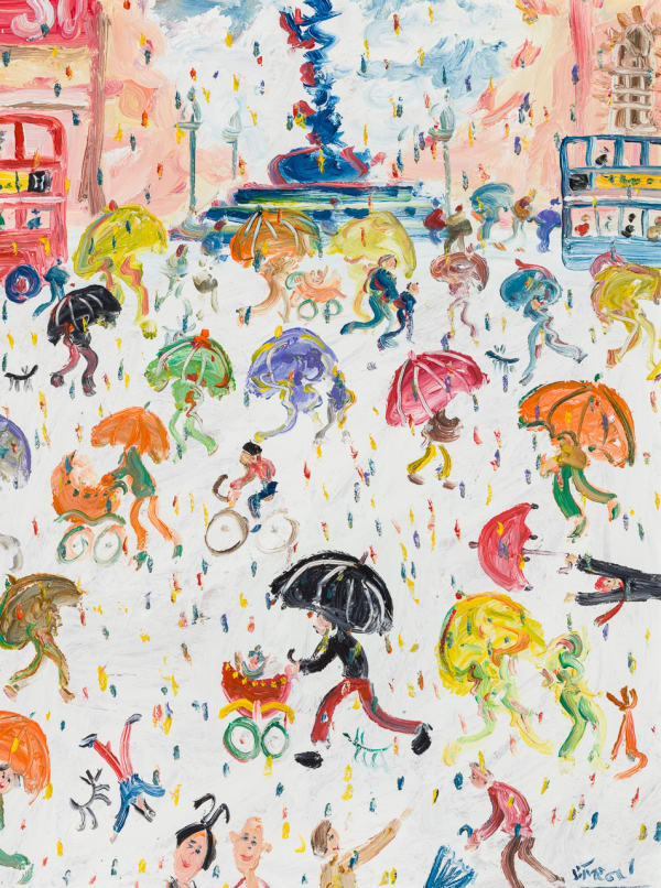 Simeon Stafford Rush Hour, Piccadilly Oil on board 16 x 12 "