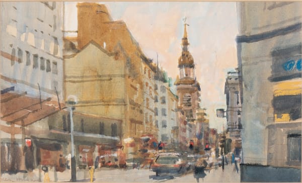 Ken Howard OBE RA RBA NEAC Jewry Street Watercolour 6 x 10 "