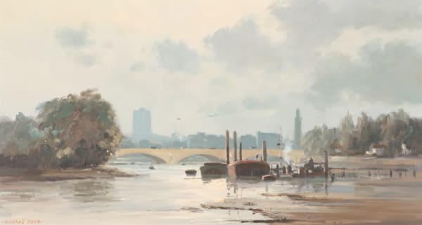 Marcus Ford The River at Chiswick Oil on canvas 18 x 33 "