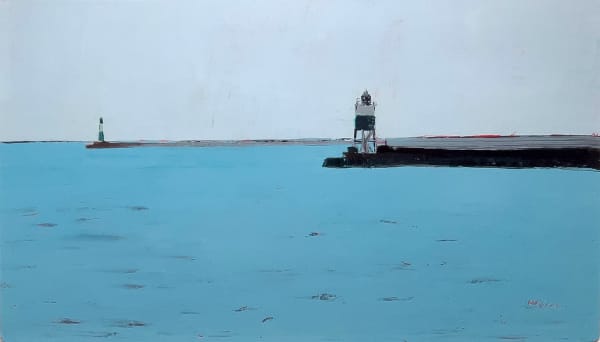 Mhairi McGregor RSW Kenosha Harbour Entrance, Lake Michigan Oil on canvas 18 x 31 "