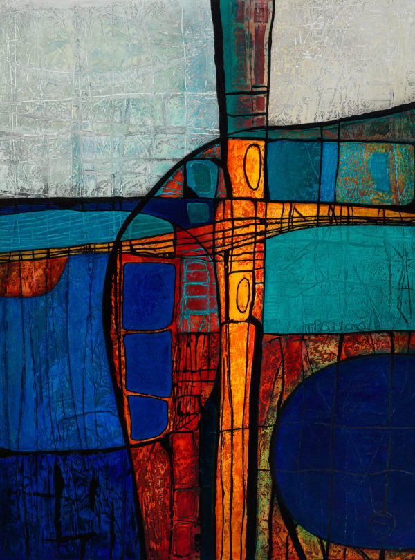 Stephanie Sandercock Lelant Mixed media on wood 32 x 24 "