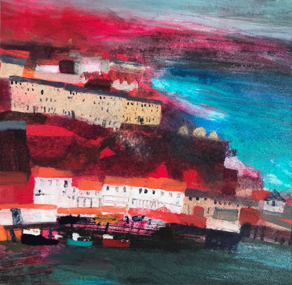 Caroline Bailey RSW From the East Cliff, Whitby Mixed media 12 x 12 "