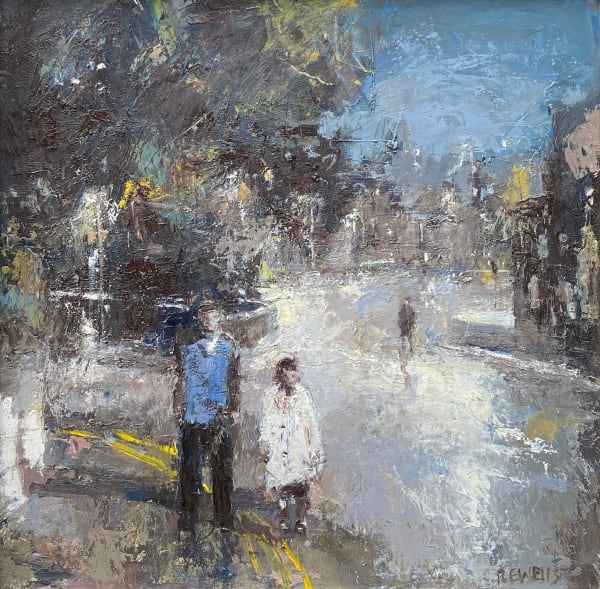 Robert E Wells NEAC RBA Coffin Corner Oil on panel 11.5 x 11.5 "