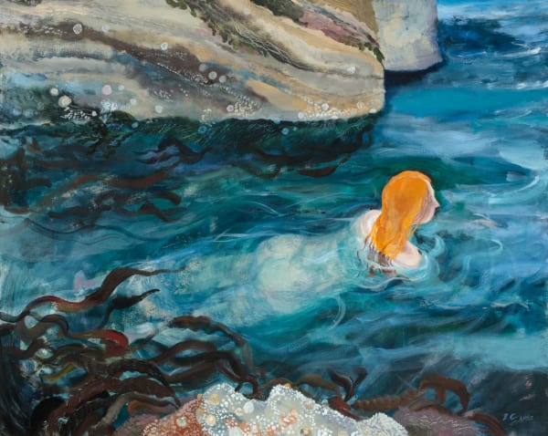 Brita Granström Red Haired Swimmer, 2022 Acrylic on canvas 48" x 60"