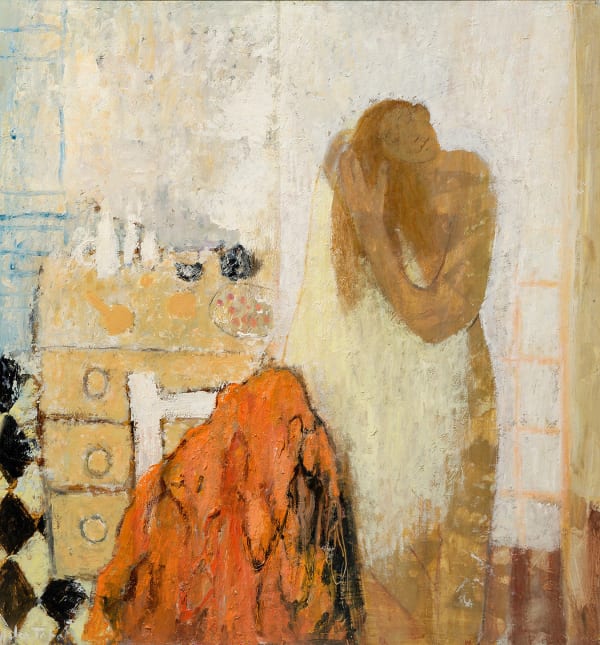 Helen Tabor Drying Her Hair Oil on board 27 x 29 "