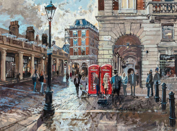 Nick Grove RSMA The Disappearing Act, Covent Garden Oil on board 18 x 24 "