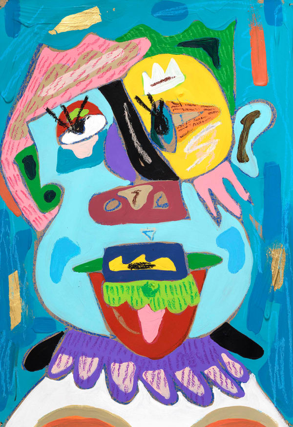 Thembalethu Manqunyana Fat One Mixed media on paper 16.5 x 12 "