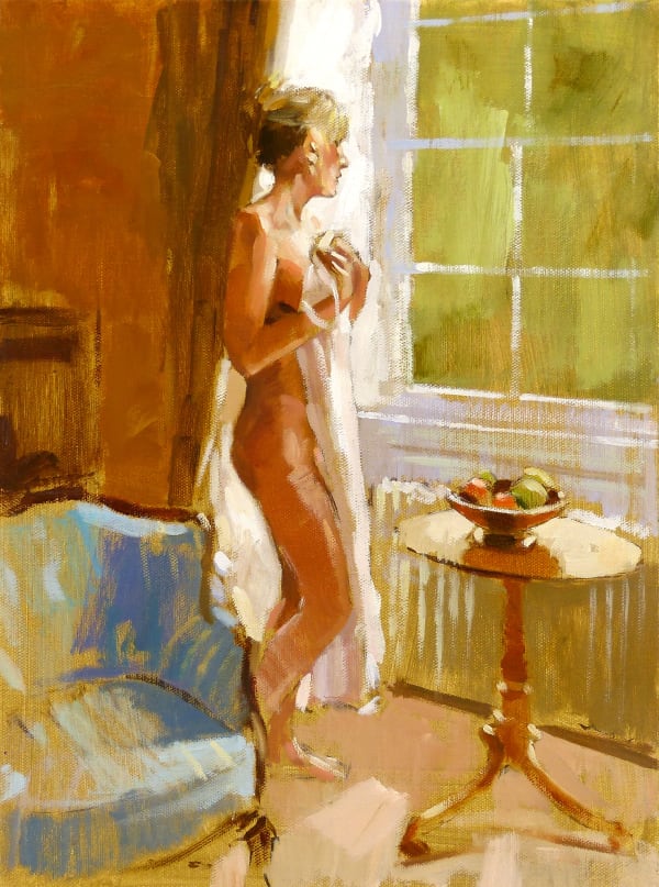 Jack Morrocco Figure by the Window Oil on canvas 16 x 12 "