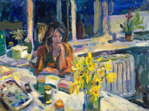 Andrew Tozer Evening colours in the Studio, 2021 Acrylic on board 18 x 24 "
