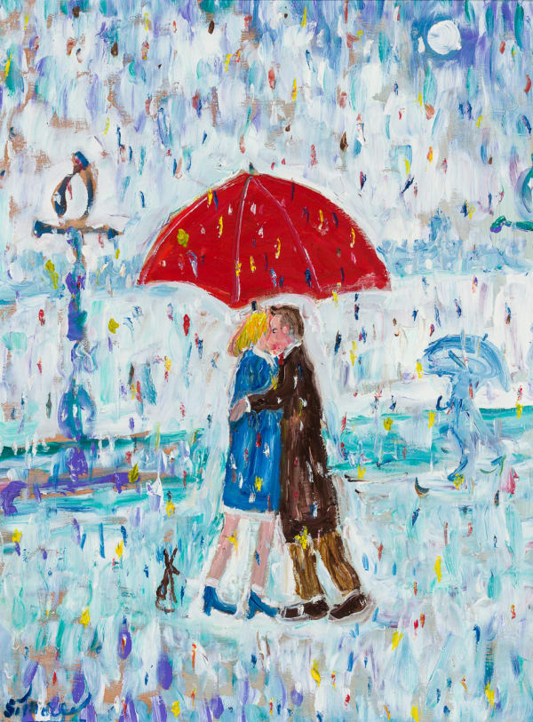 Simeon Stafford Brief Encounter Oil on board 16 x 12 "