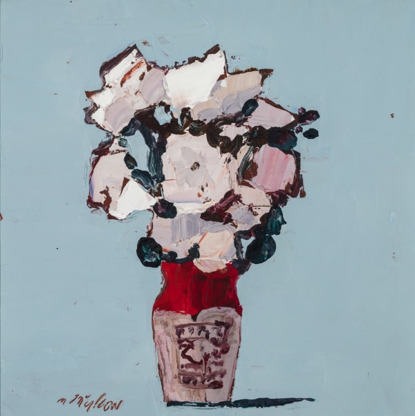 Mhairi McGregor RSW Roses Oil on board 14 x 14 "