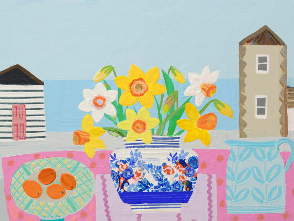 Emma Williams Daffodils and Kumquats, 2022 Wooden panel 12 x 16 "