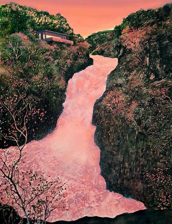Teresa Lawler RI Hinterland - By Cascading Waters Watercolour, gouache and ink 25 x 20 "