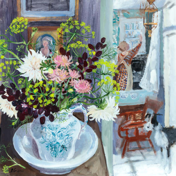 Brita Granström Dill with Dahlias, 2021 Acrylic on canvas 32 x 32 "