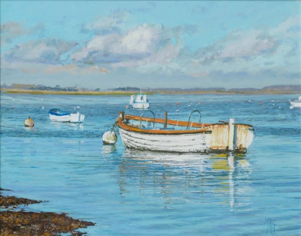 Margaret Glass PS At Anchor, Felixstowe Ferry Pastel 16 x 20 "