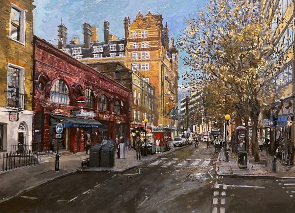 Nick Grove RSMA Russell Square Station, London Oil on board 18 x 24 "