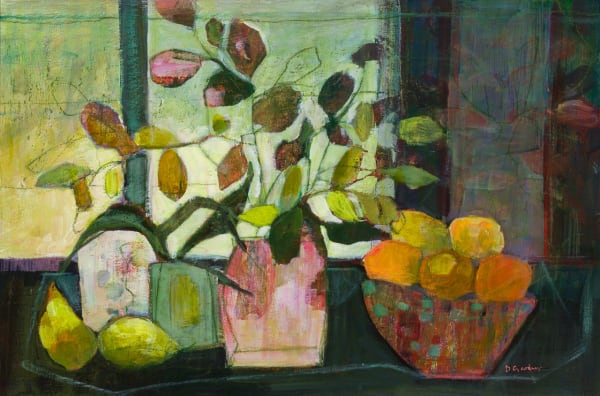 Dianne Gardner Autumn Still Life Acrylic on panel 19.5 x 29.5 "
