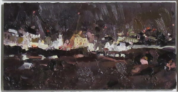 Amanda Coleman ROI Night Bridge Oil on canvas 6 x 12 "