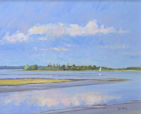 Robert Kelsey DA MUniv PAI FRSA View to Iken from Snape Oil on linen 20 x 24 "