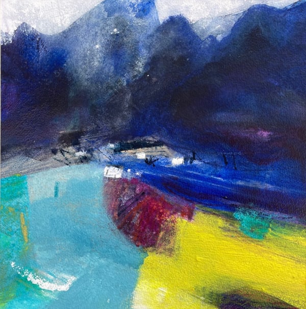 Caroline Bailey RSW Crofts at the North End Mixed media 12 x 12 "