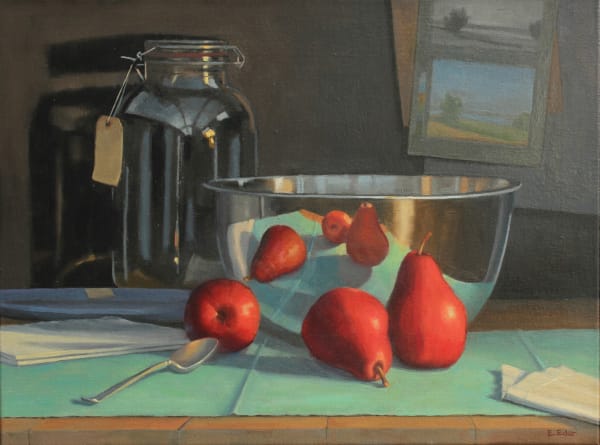Eileen Eder, Red Pears Reflected, 19.5x25.5