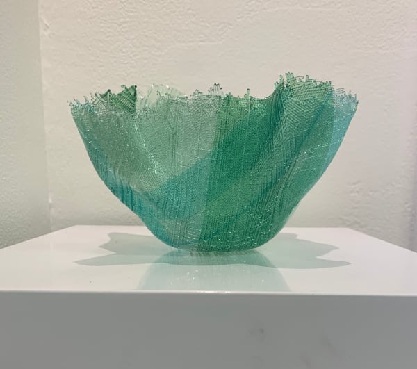 Heather Fountain, Green Glass Vessel Small , 7 x 7 x 5
