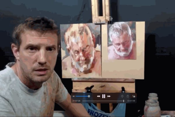 Tim Benson, 2 hour Zoom portrait painting demonstration: 'man with a beard' £25
