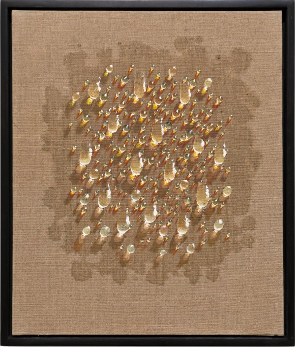 Kim Tschang-Yeul Waterdrops, 1983 Oil and acrylic on canvas 21.65 x 18.11 inches 55 x 46 cm Framed Dimensions: 23.25 x 19.75 inches 59.06 x 50.17 cm