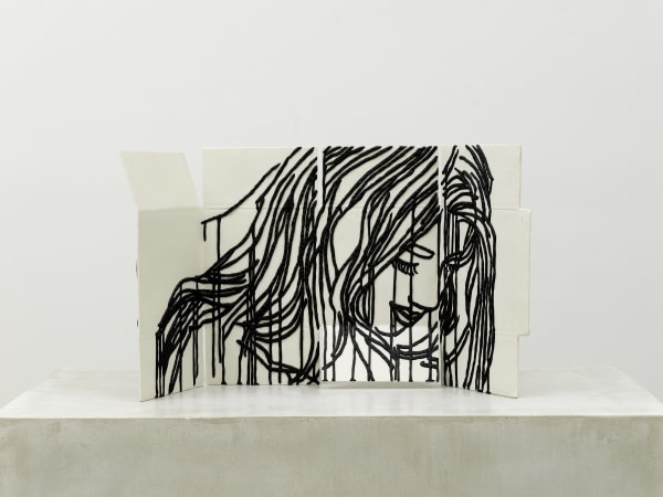 Ghada Amer , The Red Portrait (bronze), 2021