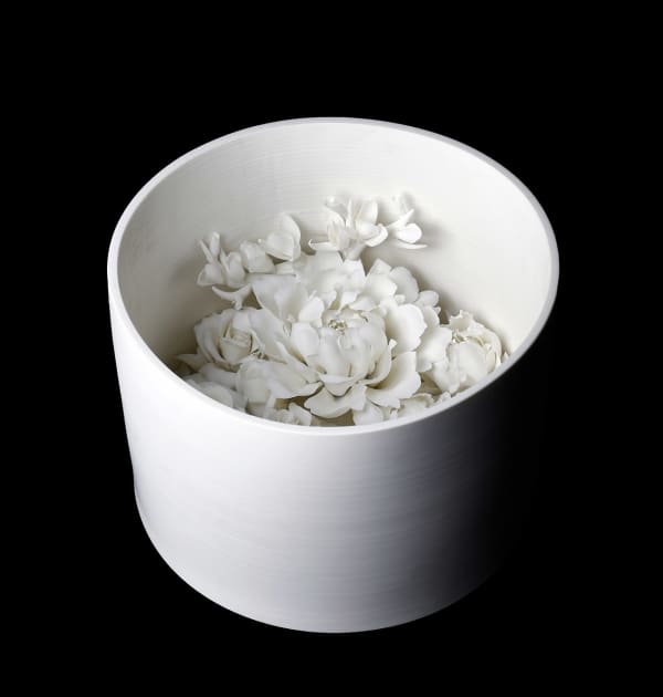 Peter Ting, Flower Cylinder Medium - Peony with Branch, 2017