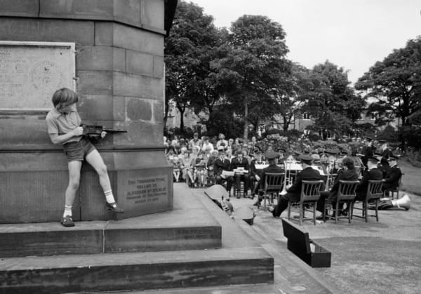 Martin Parr, Three local chapels combine to have an outdoor service, West Vale Park Halifax, England, 1978