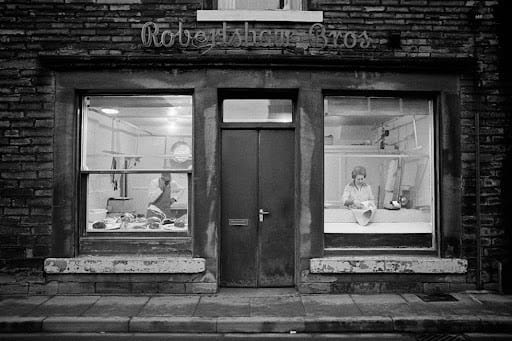 Martin Parr, Butchers shop, Mytholmroyd, West Yorkshire, England, 1975