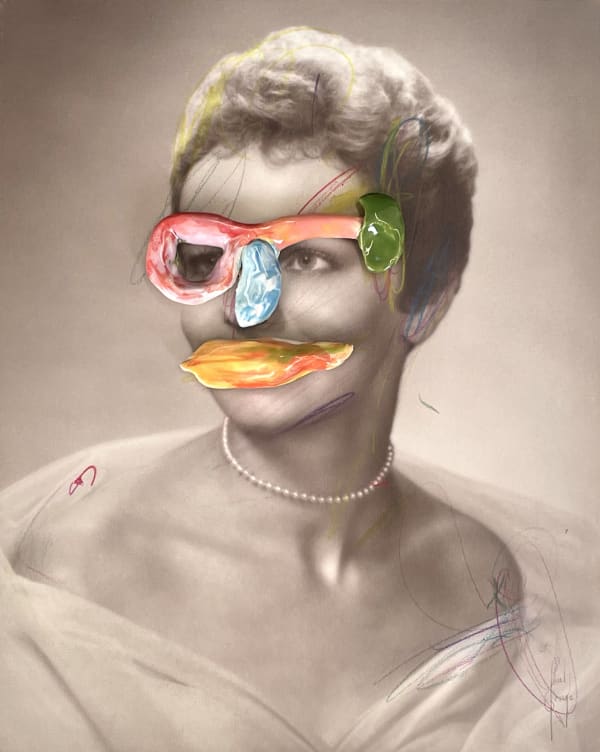 Julie Cockburn, Ceramic Face (Woman), 2021