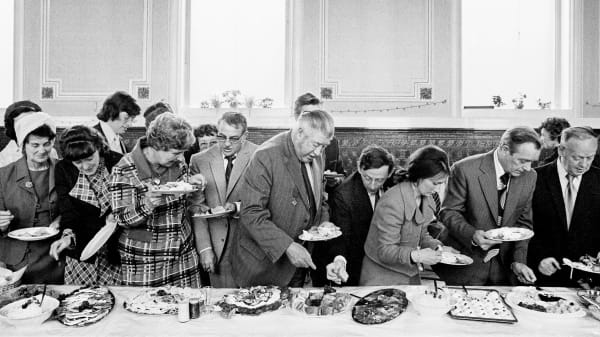 Martin Parr, Mayor of Todmorden’s inaugural banquet, West Yorkshire, England, 1977