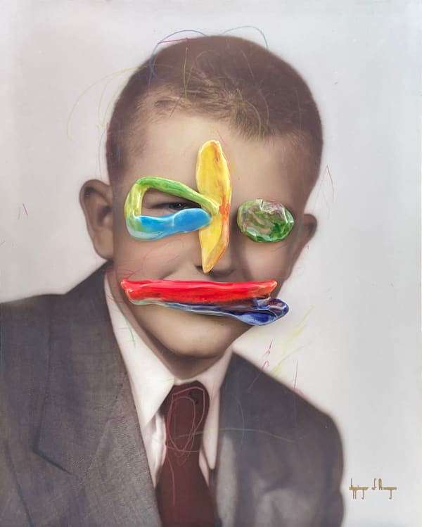 Julie Cockburn, Ceramic Face Man (3), 2022