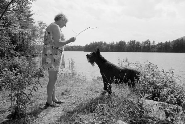 Sage Sohier, Woman and Giant Schnauzer, Lee’s Mill Pond, Moultonborough, New Hampshire, 1992