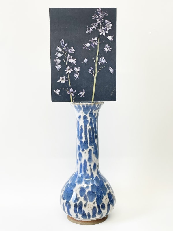 Julie Cockburn, Blue and White Tall Vase (Bluebells), 2021